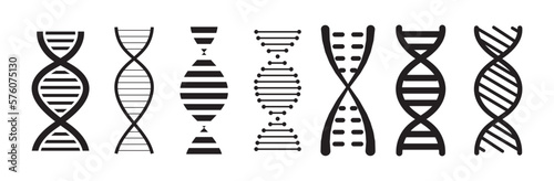 DNA icons set. DNA structure molecule icon. Molecule analysis. chromosome