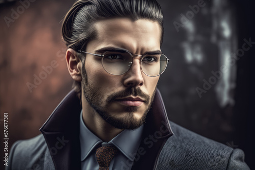 Young and Trendy Businessman with a Hipster Look, generative ai