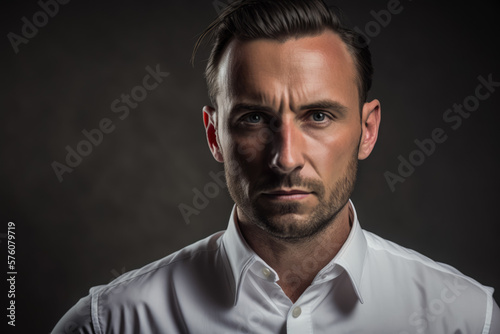 Portrait of Approachable Businessman in Crisp White Shirt, generative ai