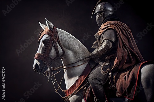 Knight Equestrian on Horseback - Riding Through the Mediaeval Landscape. Generative AI
