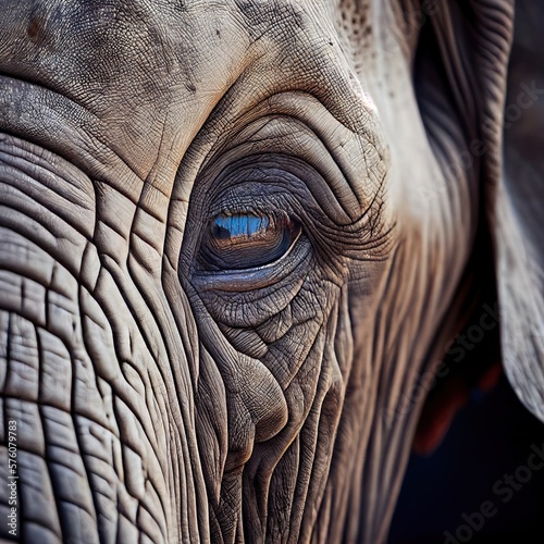 Close-Up of a Majestic Elephant: Nature's Wildest Animal Revealed in its Natural Habitat. Generative AI © AIGen
