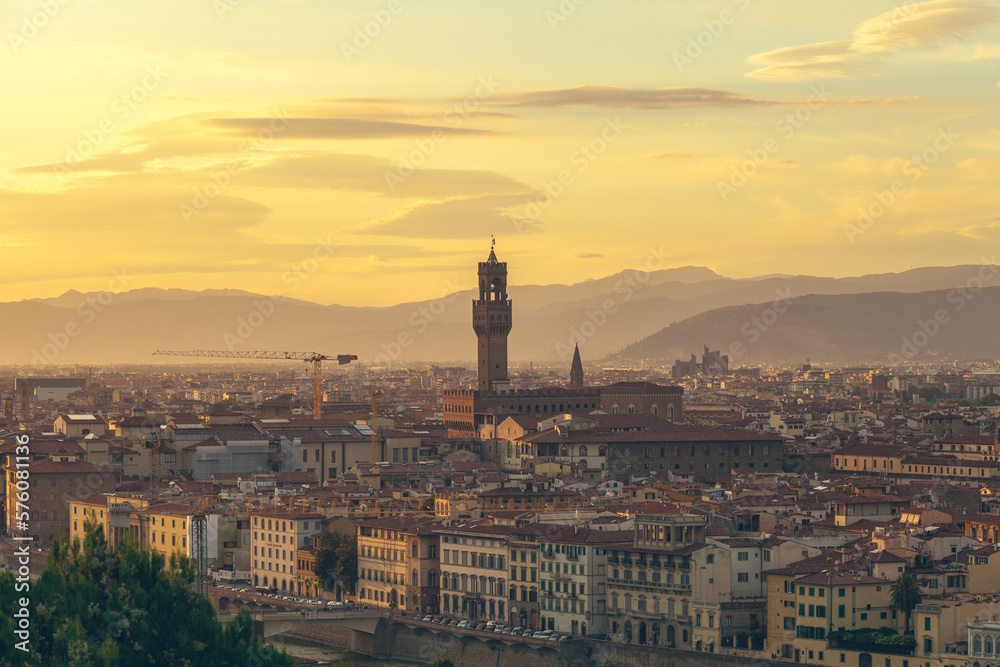 Panoramic view at the Florence, Italy during the sunset