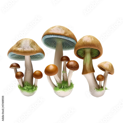 Isolated psychedelic mushroom, vertical, transparent background, mushroom, mycelium, png, generative ai