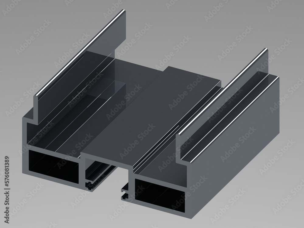 Aluminum Extruded Male Half MOD:AL-0116sh 3D Rendering