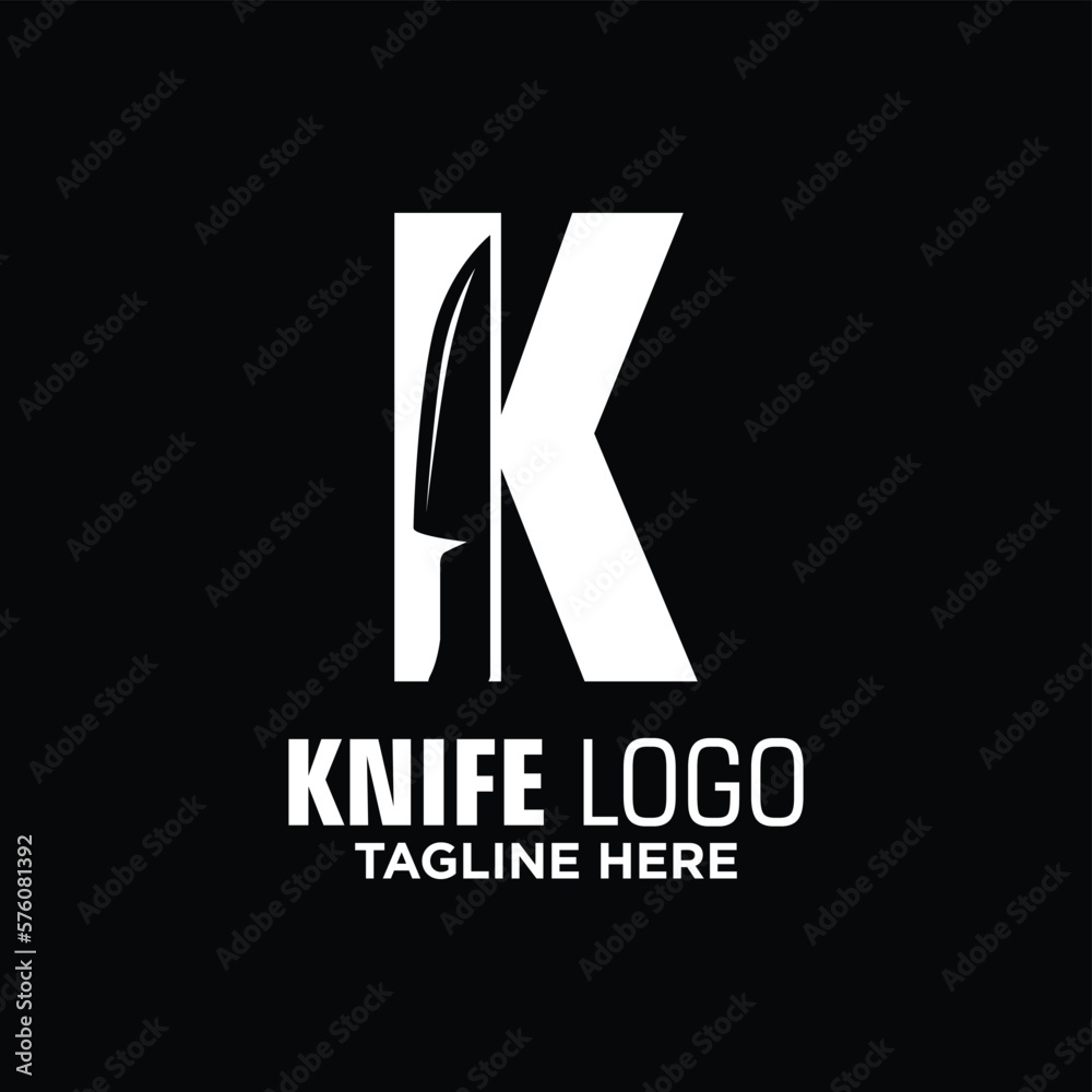 Letter K Knife Logo Design Template Inspiration, Vector Illustration.