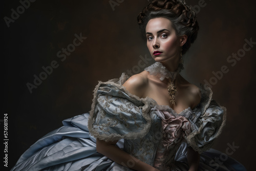 Graceful Elegance Timeless Portrait of a Woman in a Ball Gown, generative ai