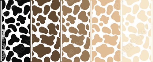 Set of beautiful animal prints isolated on white. Vector illustration of spotted patterns: black, brown, beige in cartoon style. Texture spots on the skin of various animals.
