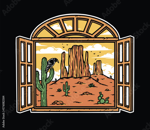 see the desert scenery from the window