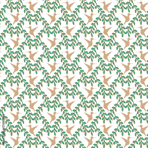 Vector leaves and colibri seamless pattern background. Perfect for fabric, scrapbooking and wallpaper projects. 