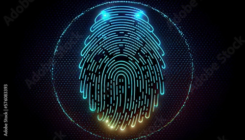 A biometric scan of a fingerprint on a PCB, Generative Ai