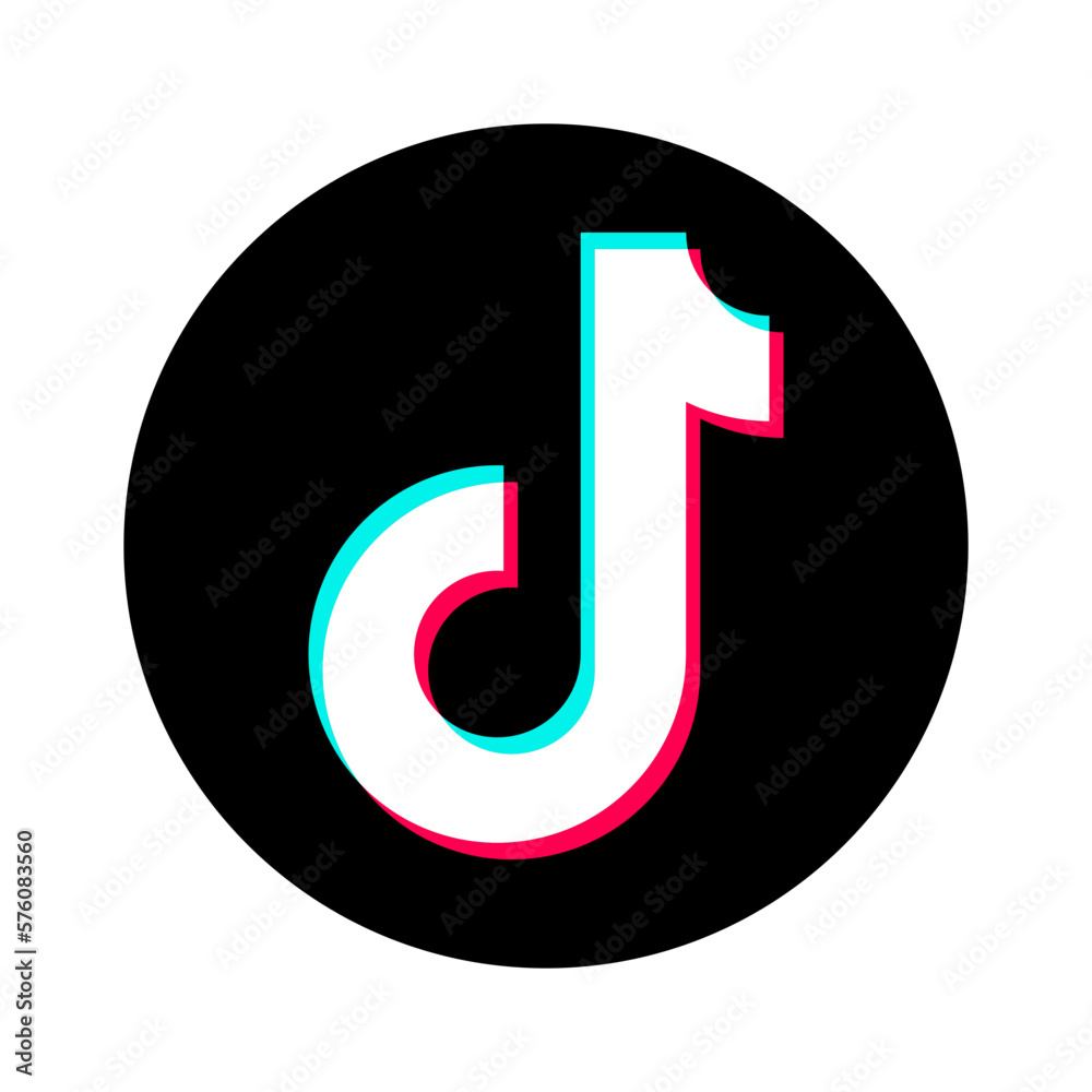 Tiktok logo. Realistic social media icon logotype. Tik Tok line Icon  template black color editable. Ticktock flat Icon symbol vector Stock  Vector
