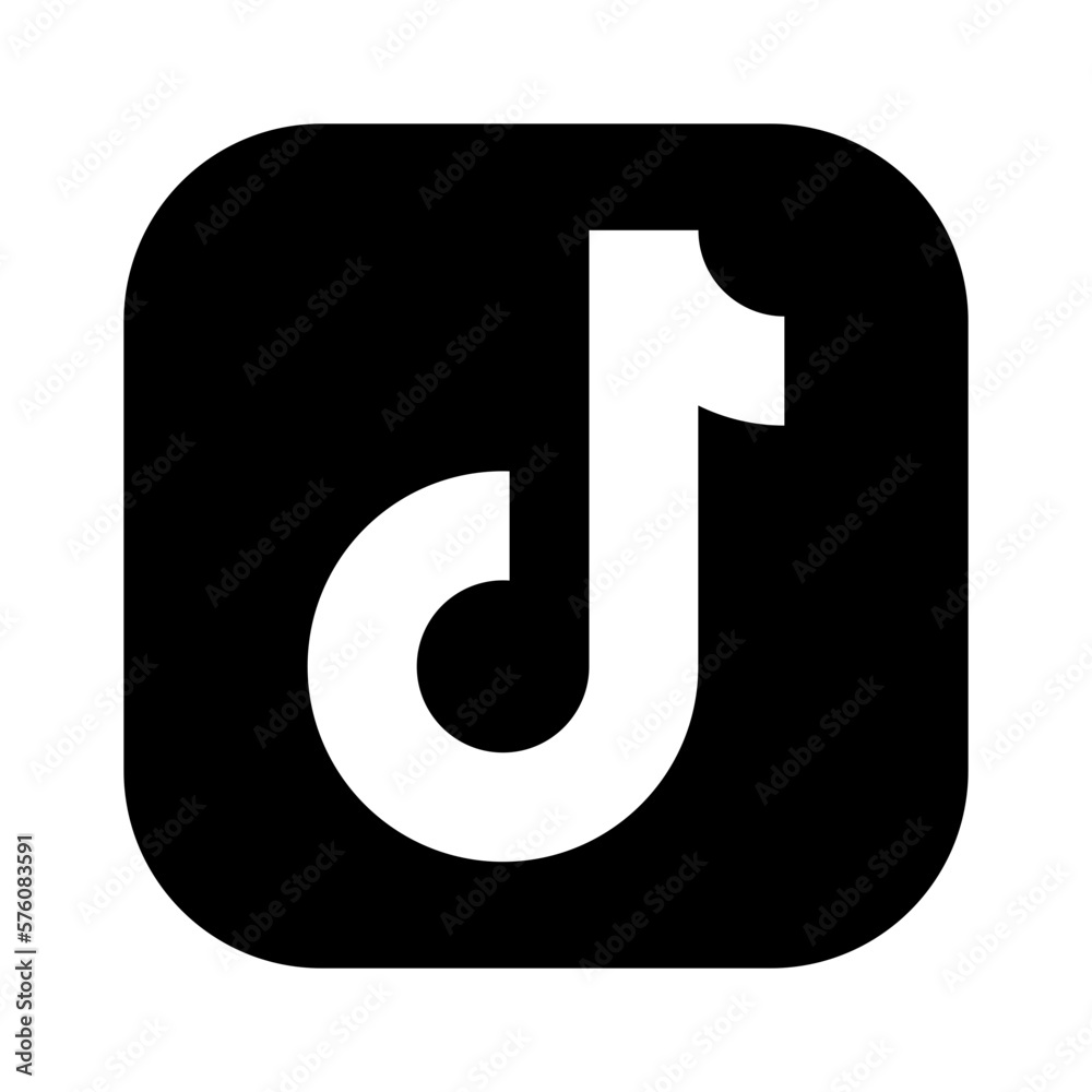 Tiktok logo. Realistic social media icon logotype. Tik Tok line Icon  template black color editable. Ticktock flat Icon symbol vector Stock  Vector