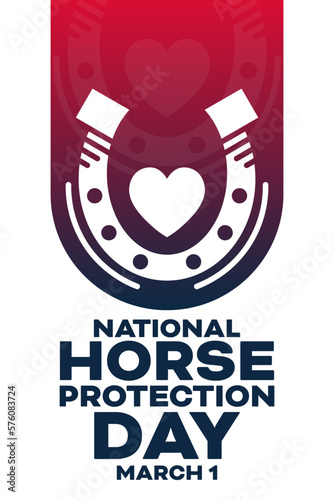 National Horse Protection Day. March 1. Vector illustration. Holiday poster.