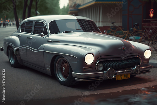 Soviet Union car in the future, soviet cyberpunk, ai © Gizmo