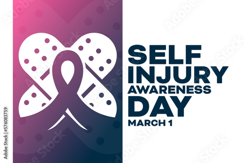 Self-Injury Awareness Day. March 1. Vector illustration. Holiday poster.