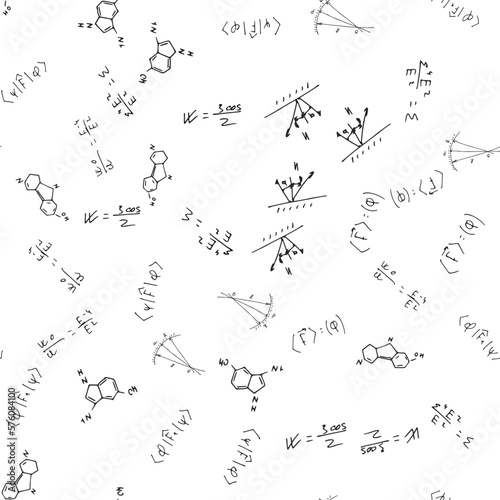 mathematical, physical, chemical formulas and expressions. scientific, educational background. Vector drawn by hand.