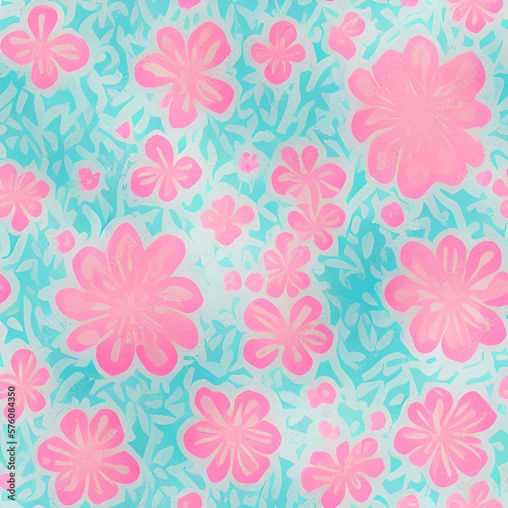 Seamless flower pattern created with generative ai technology Seamless flower pattern created with generative ai technology