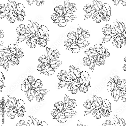 Pattern with Painted flowers