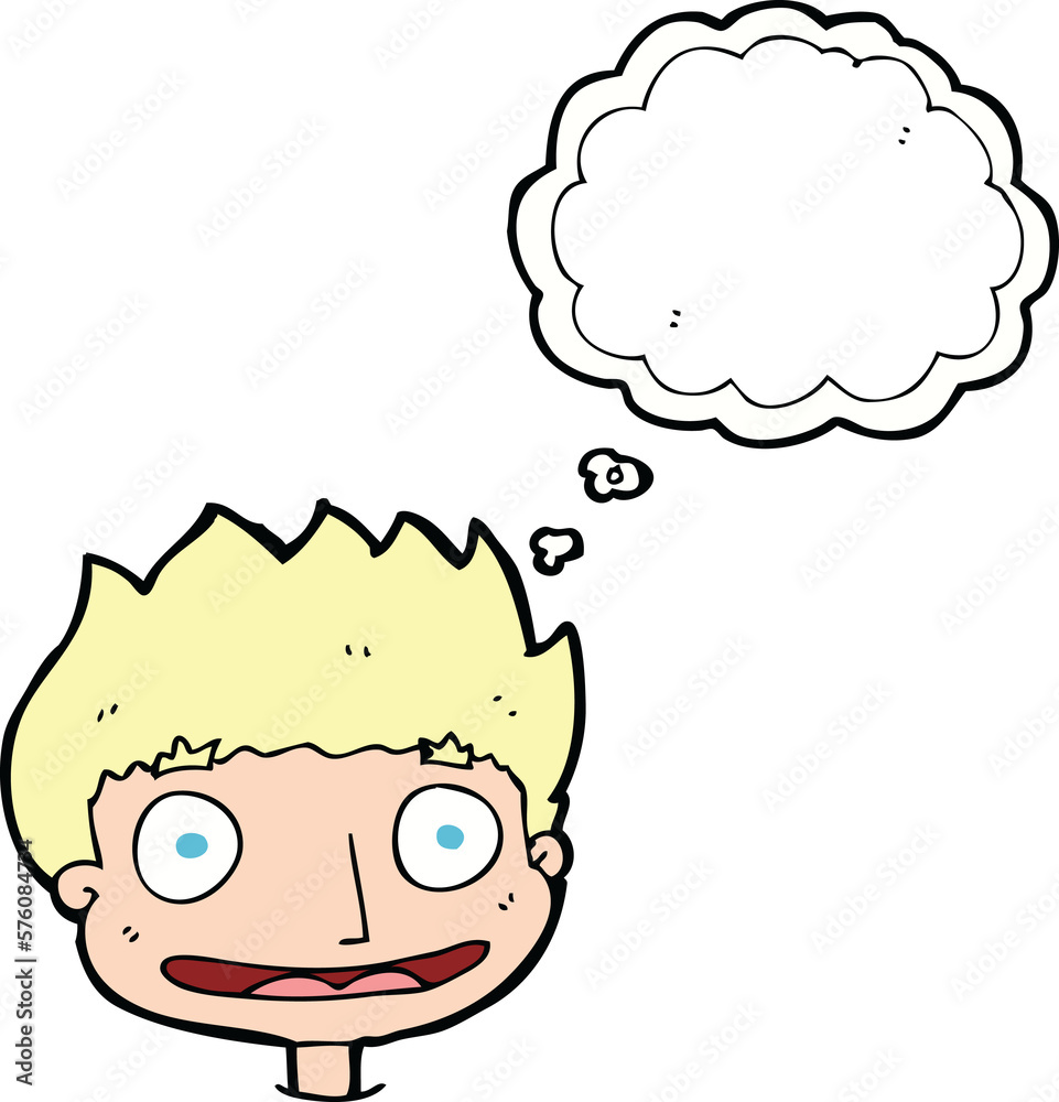 cartoon happy boy with thought bubble cartoon happy boy with thought bubble