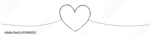 Heart scribble one line continuous drawn. Love outline symbol. Vector illustration isolated on white.