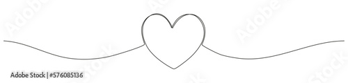 Heart scribble one line continuous drawn. Love outline symbol. Vector illustration isolated on white.