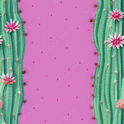 Cactus seamless background created with generative ai technology photo