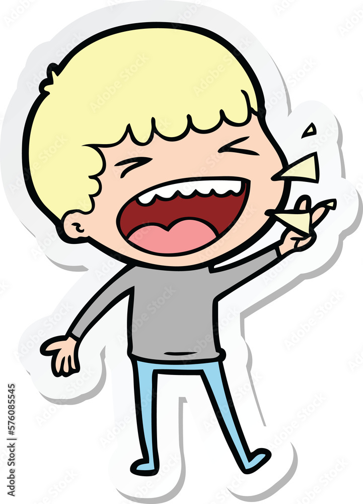 sticker of a cartoon laughing man sticker of a cartoon laughing man