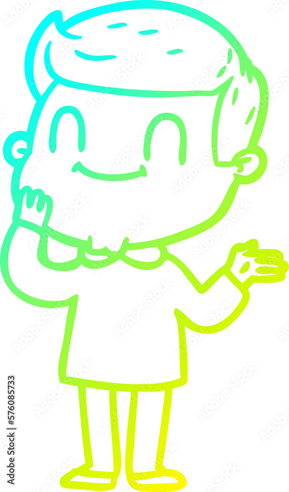 Obraz premium cold gradient line drawing cartoon friendly man