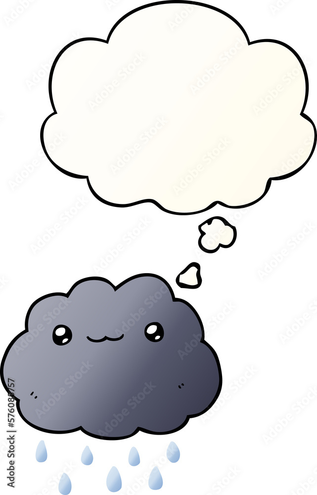 cartoon cloud and thought bubble in smooth gradient style cartoon cloud and thought bubble in smooth gradient style