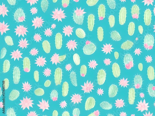 Cactus seamless background created with generative ai technology photo