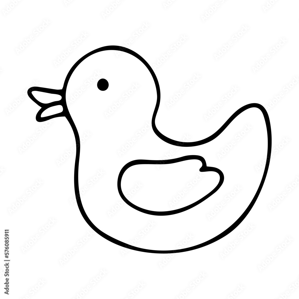 Linear sketch, doodle of a children's educational toy of a rubber duck for swimming. Vector graphics. Linear sketch, doodle of a children's educational toy of a rubber duck for swimming. Vector graphics.