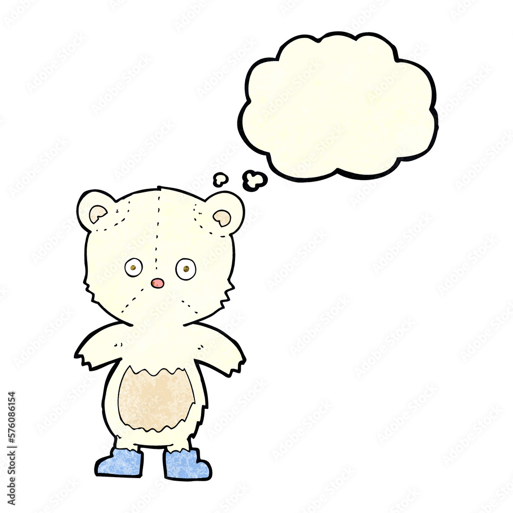 Fototapeta premium cartoon polar bear cub with thought bubble