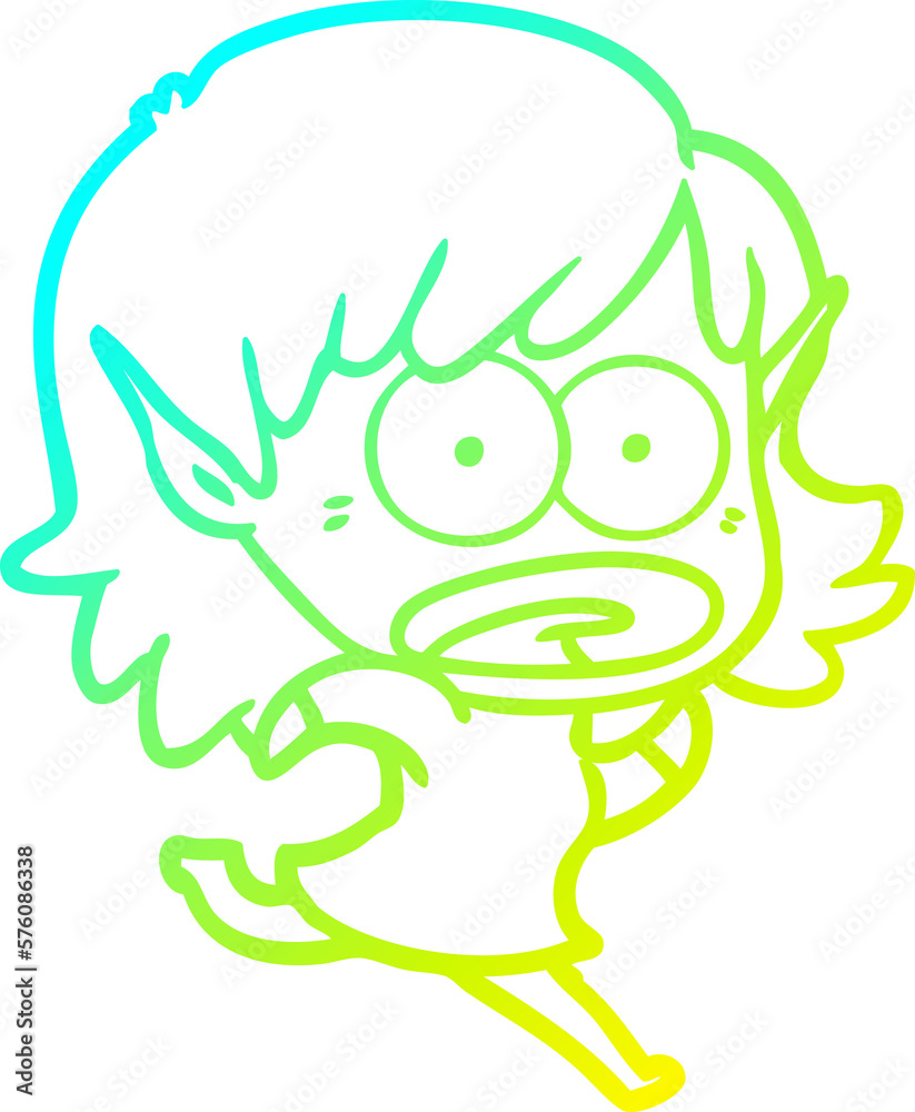 cold gradient line drawing cartoon shocked elf girl cold gradient line drawing cartoon shocked elf girl