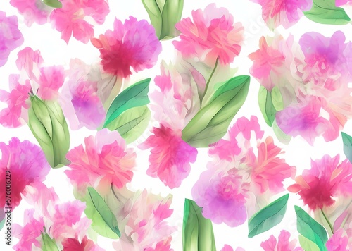 Seamless flower pattern created with generative ai technology