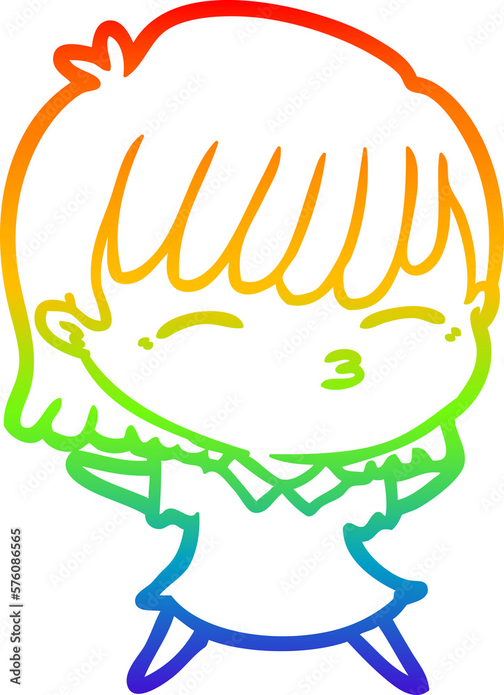 rainbow gradient line drawing cartoon woman rainbow gradient line drawing cartoon woman