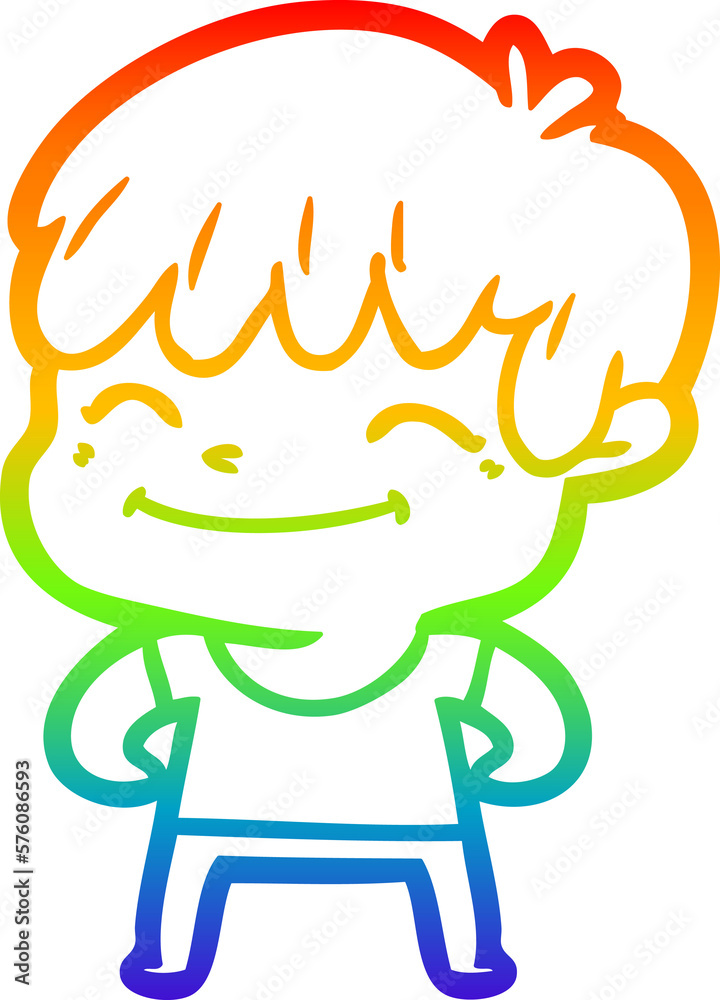 rainbow gradient line drawing cartoon happy boy rainbow gradient line drawing cartoon happy boy