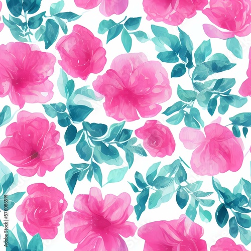 Seamless flower pattern created with generative ai technology