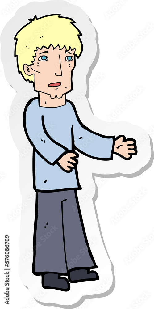 sticker of a cartoon man explaining sticker of a cartoon man explaining
