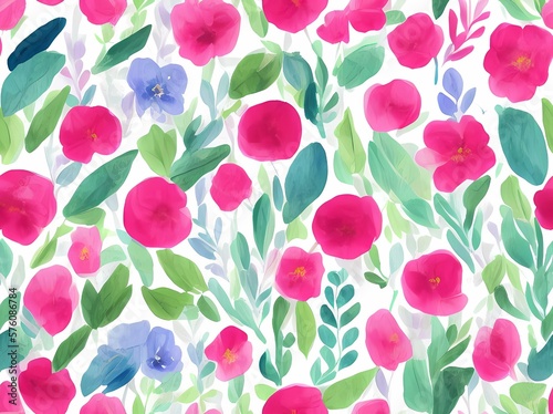 Seamless flower pattern created with generative ai technology