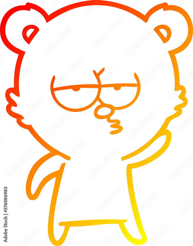 Obraz premium warm gradient line drawing bored polar bear cartoon