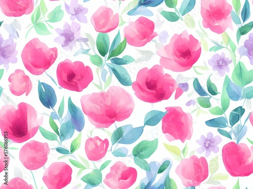 Seamless flower pattern created with generative ai technology