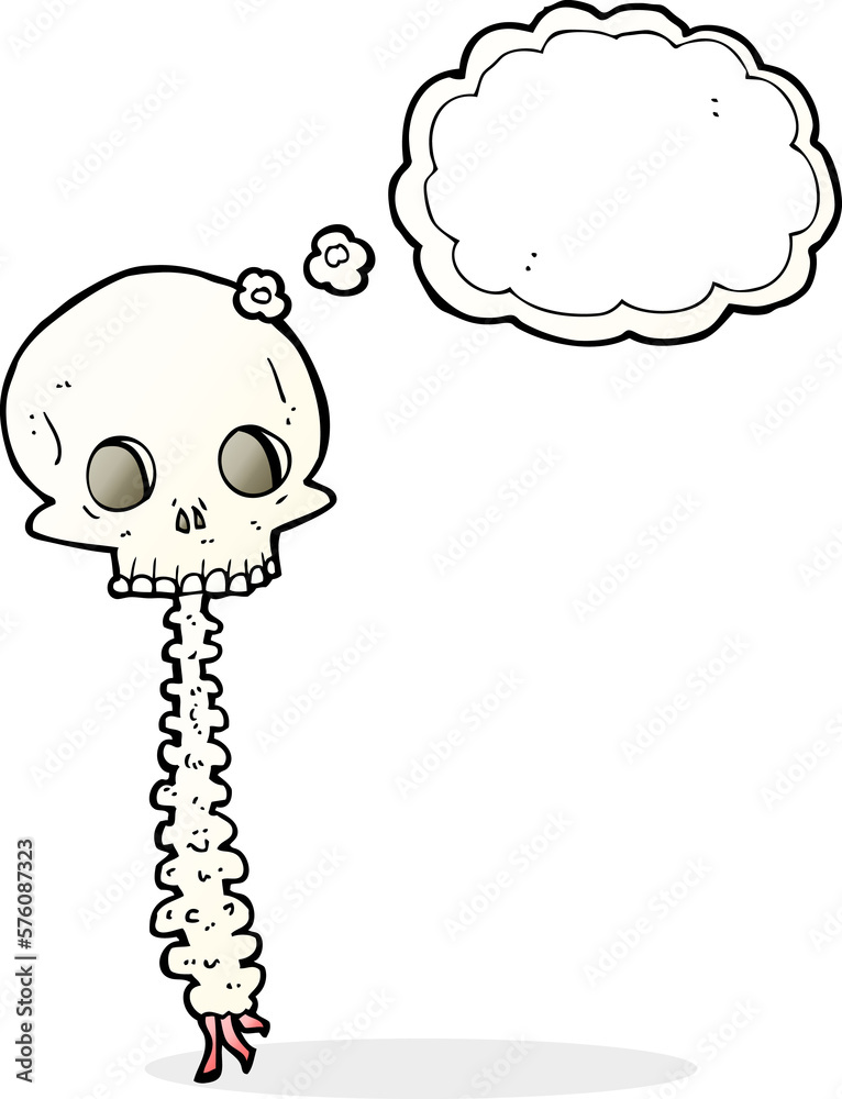 spooky cartoon sull and spine with thought bubble