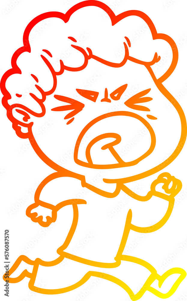 warm gradient line drawing cartoon furious man warm gradient line drawing cartoon furious man