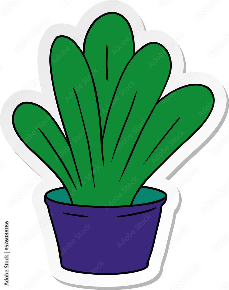 sticker cartoon doodle of a green indoor plant sticker cartoon doodle of a green indoor plant