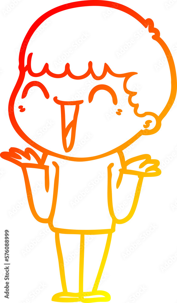 Obraz premium warm gradient line drawing cartoon happy man