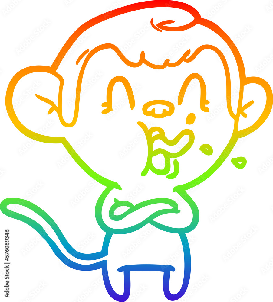 rainbow gradient line drawing crazy cartoon monkey rainbow gradient line drawing crazy cartoon monkey