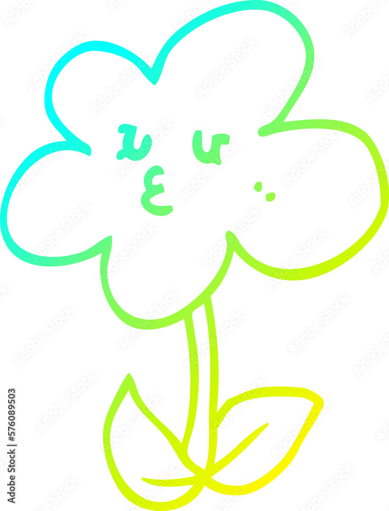 cold gradient line drawing cartoon flower cold gradient line drawing cartoon flower