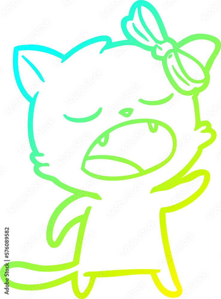 cold gradient line drawing cartoon cat meowing cold gradient line drawing cartoon cat meowing