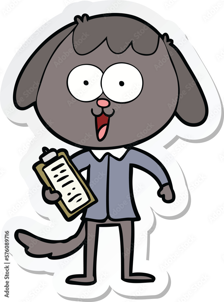 sticker of a cute cartoon dog wearing office shirt sticker of a cute cartoon dog wearing office shirt