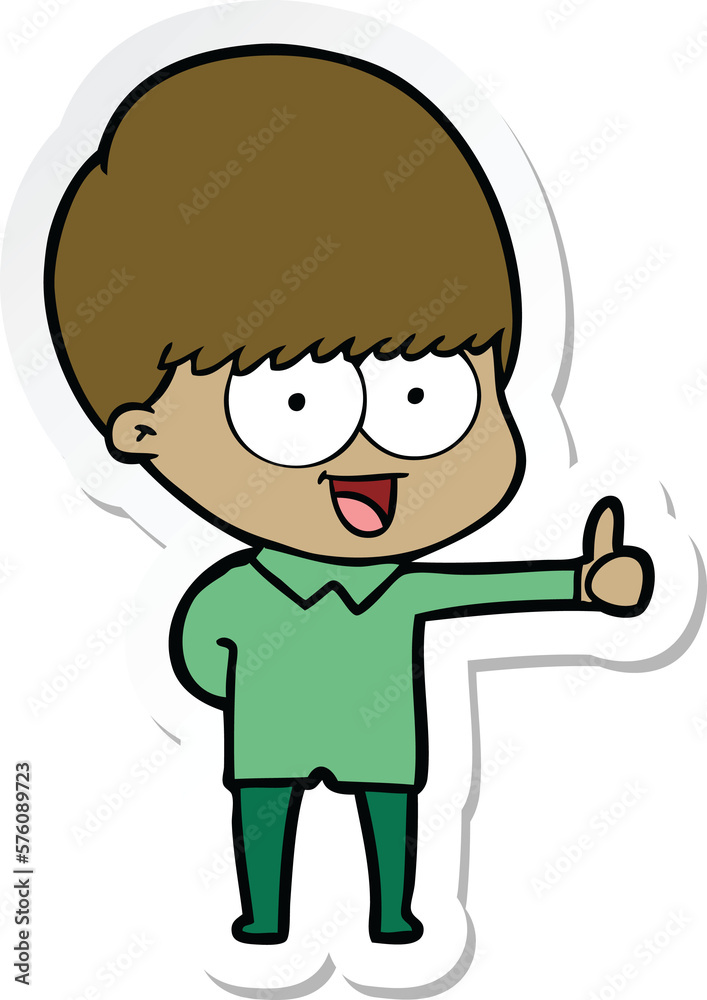 sticker of a happy cartoon boy sticker of a happy cartoon boy